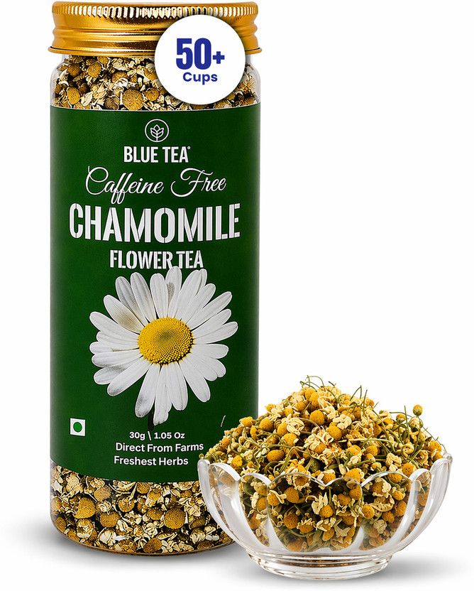 BLUE TEA Chamomile Tea - 30g - 30+ Cups | SLEEP & RELAXATION | Caffeine Free - Flower Tea Chamomile Herbal Tea Plastic Bottle(30 g)