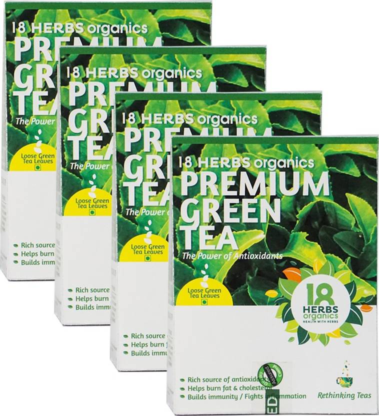 18 Herbs Organics Premium Green Tea Loose Leaves (40 G) Pure Cut Leaves