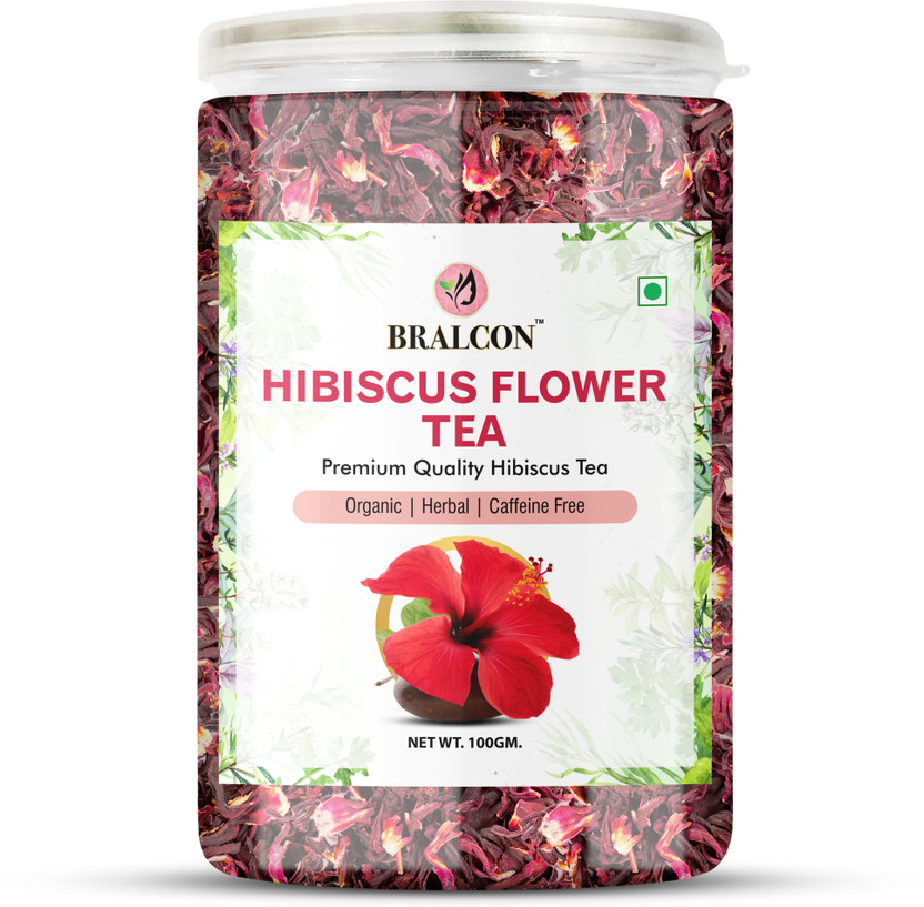 BRALCON Organic Hibiscus Flower Tea- 100g | Hibiscus Tea Leaves| 100% Pure & Natural Hibiscus Herbal Tea Plastic Bottle(100 g)