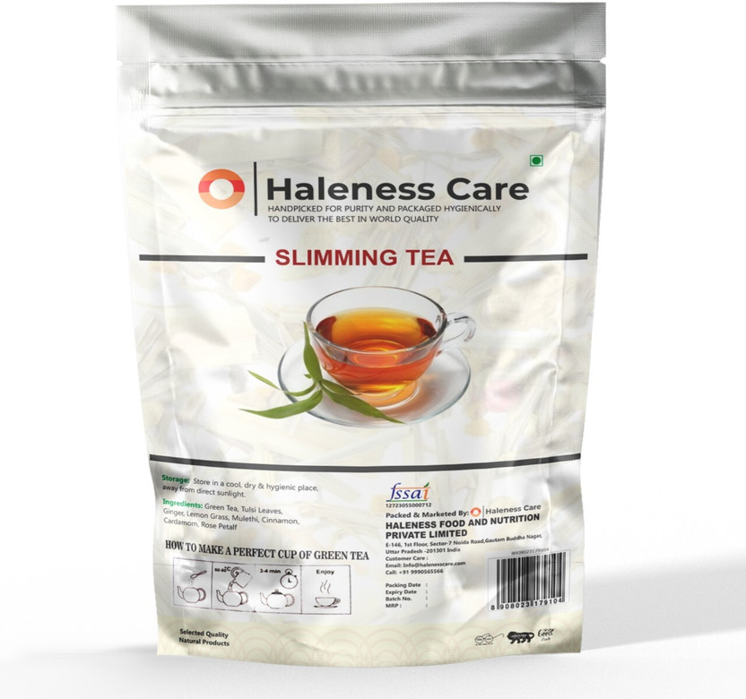 Haleness Care 100% Natural Slimming Tea | Green Tea Tulsi Leaves | Ginger | Lemon Grass Cinnamon, Cardamom, Ginger, Tulsi, Rose, Lemon Grass Herbal Tea Pouch(60 g)