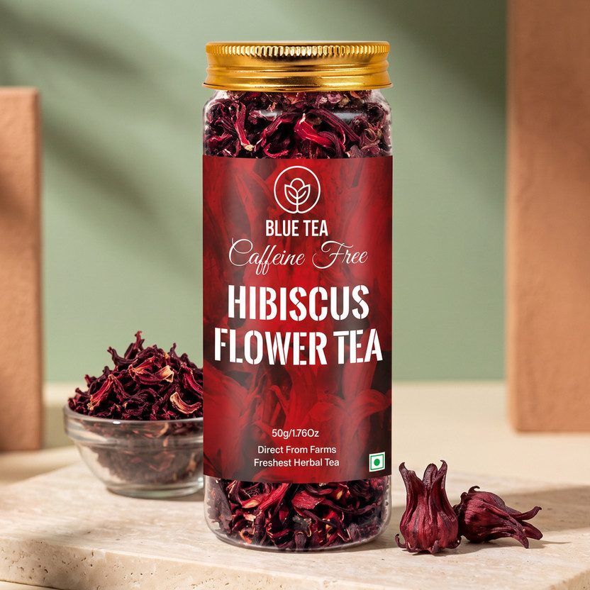 BLUE TEA Hibiscus Tea - 50 gm (50+ Cups) | SKIN GLOW ENHANCING TEA | Flower Based Hibiscus Herbal Tea Plastic Bottle(50 g)