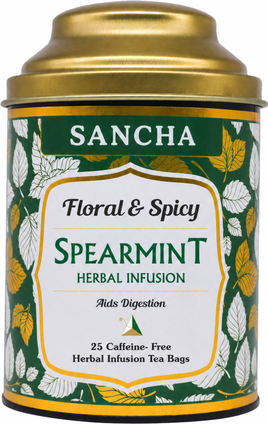 SANCHA SANCHA Spearmint Tea, Caffeine Free Herbal Tea, Calming Tea, Tea for Bloating Mint Herbal Infusion Tea Bags Tin(25 x 1 g) - Flipkart Deal