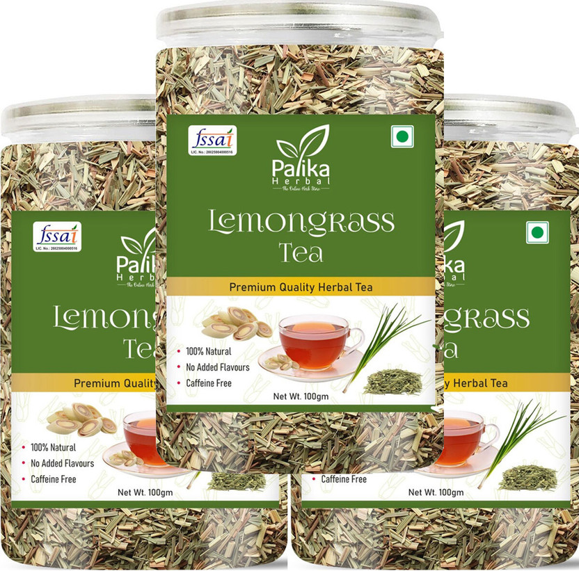 Palika Herbal Lemongrass Herbal Tea Leaves | Boost Metabolism Used for Detox Lemon Grass Herbal Tea Plastic Bottle(3 x 100 g)
