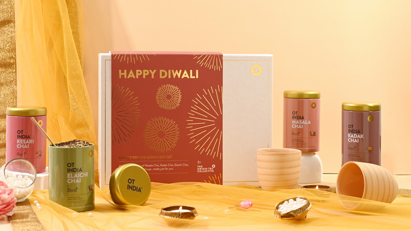 OT INDIA Kadak Chai, Kesari Chai, Elaichi Chai and Masala Chai Tea Festive Gift Box(4 x 170 g)