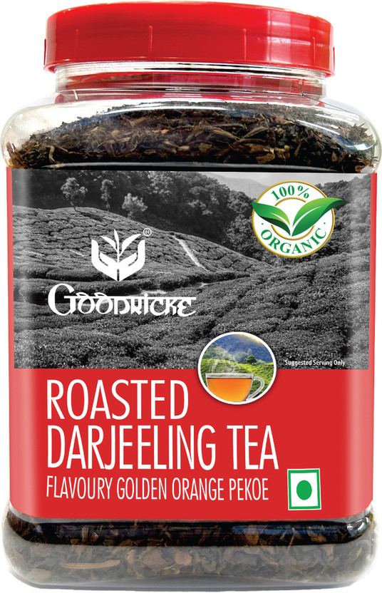 Goodricke Roasted Organic Darjeeling | 100% Organic Whole Leaf Plain, Unflavoured Black Tea Mason Jar(250 g)