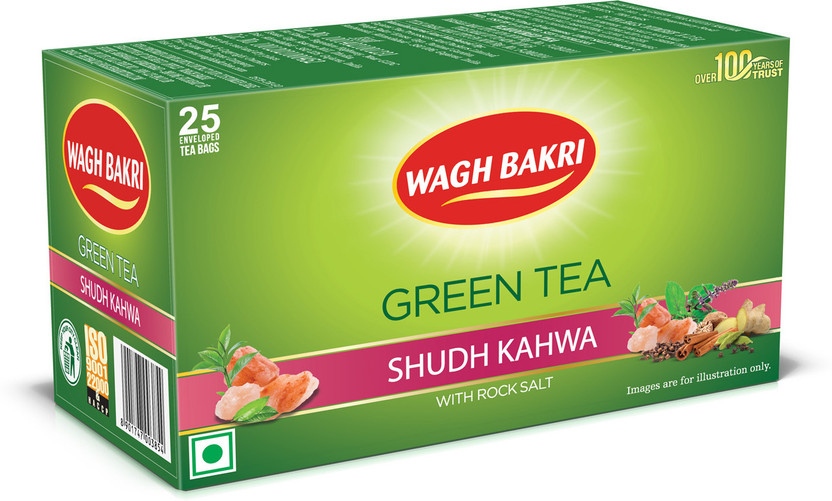 WAGH BAKRI Green Tea Shudh Kahwa Tea Bag Green Tea Box(25 x 1.5 g)