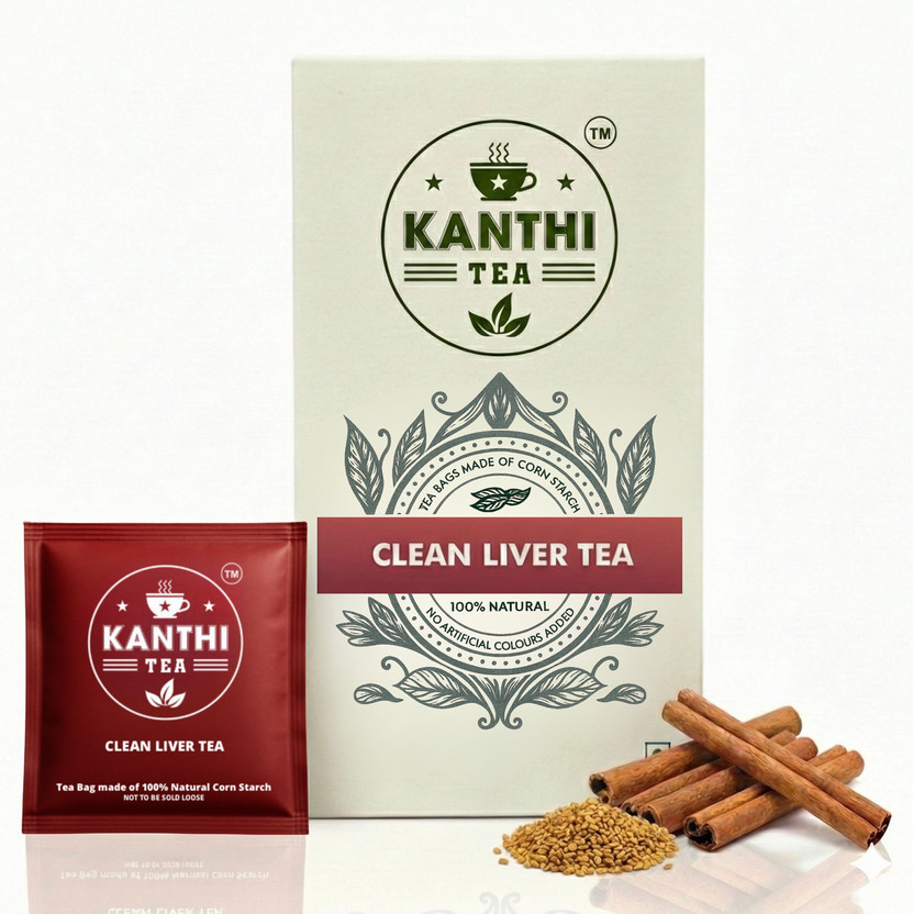 KANTHI TEA Clean Liver Detox,Ayurvedic,Caffeine Free Fennel Herbal Infusion Tea Bags Box(15 Sachets)
