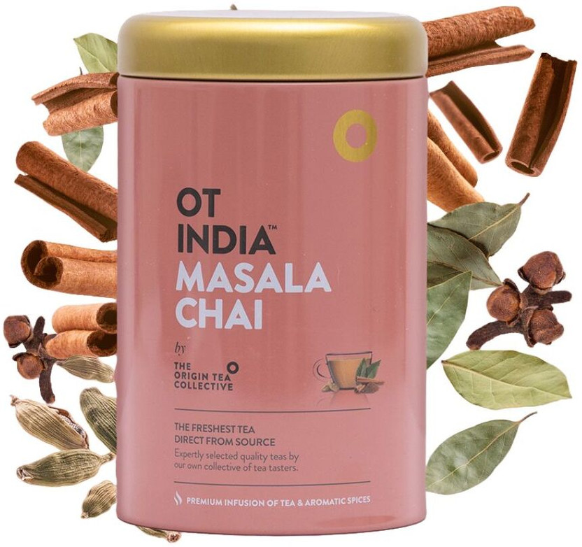 OT INDIA Masala Chai Tin - Premium Mix of 7 Spices | Strong, Natural & Aromatic Spices Masala Tea Tin(170 g)