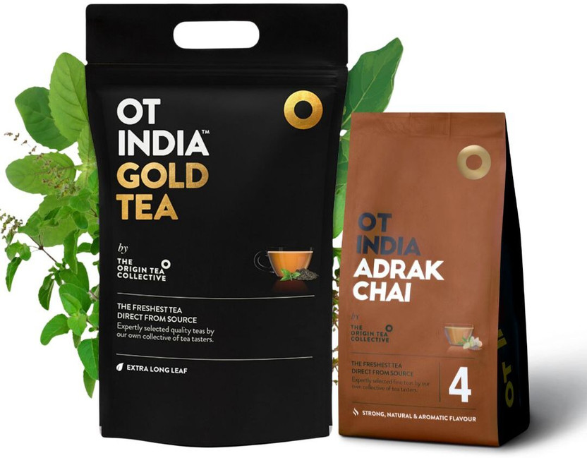 OT INDIA Gold Tea 1 kg & Adrak Chai 250gm (Pack of 2) Healthy, Energizing Plain, Ginger Tea Pouch(1250 g)