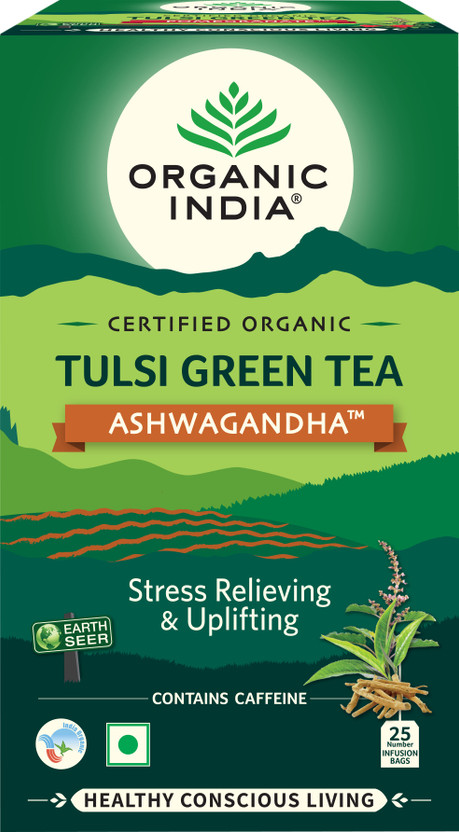 ORGANIC ORGANIC INDIA Tulsi Green Tea Ashwagandha Green Tea Bags Box(25 Bags) - Flipkart Deal