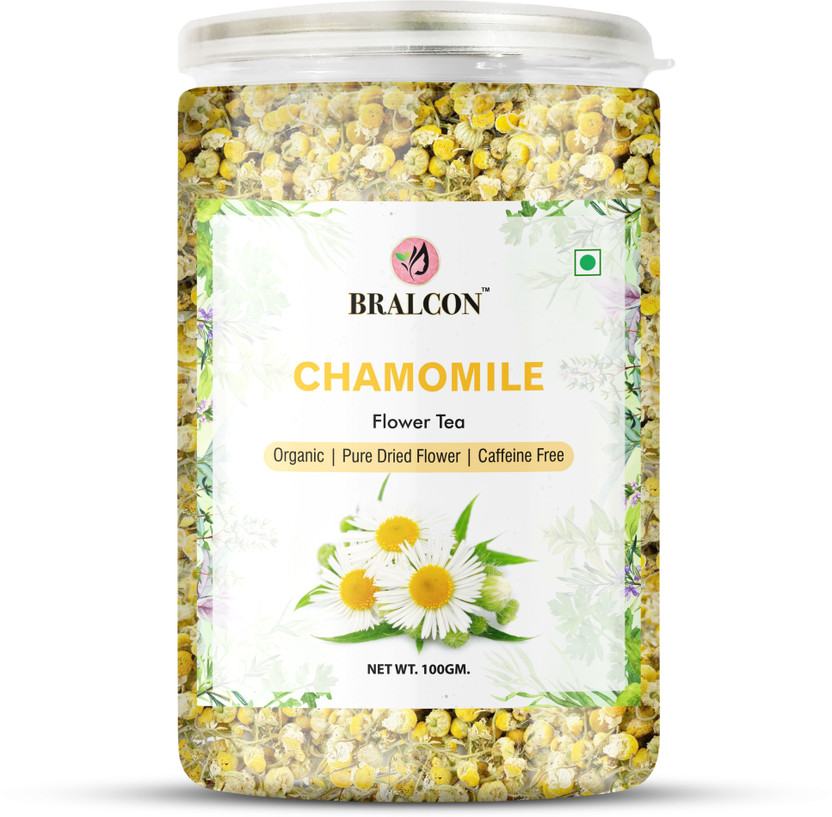 BRALCON Organic Chamomile Flower Tea - 100g | 100% Natural Chamomile Tea Leaves| Chamomile Herbal Tea Plastic Bottle(100 g)
