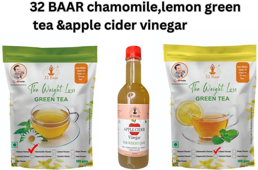 32 Baar CHAMOMILE,LEMON,APPLE CIDER VINEGAR Green Tea Pouch(3 x 0.23 g)