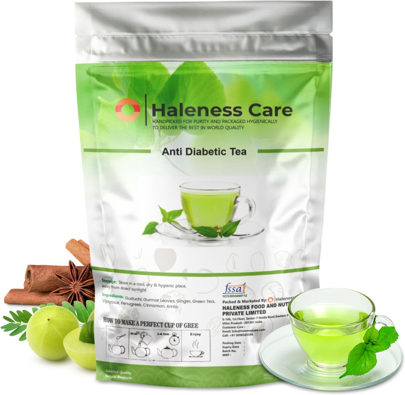 Haleness Care Anti Diabetic Tea | Guduchi, Gurmur Leaves, Ginger, Green Tea (Pack Of 20 Cups) Ginger Herbal Tea Pouch(25 g)