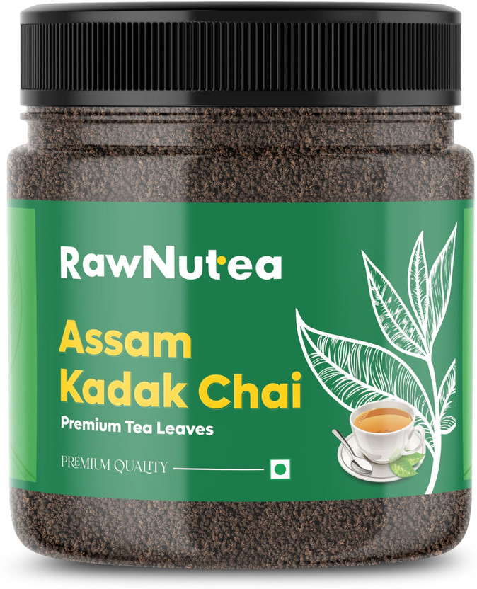 Raw Nutea Assam Kadak Chai | Strong Indian CTC Tea | Rich Taste & Aroma Unflavoured Black Tea Mason Jar(250 g)