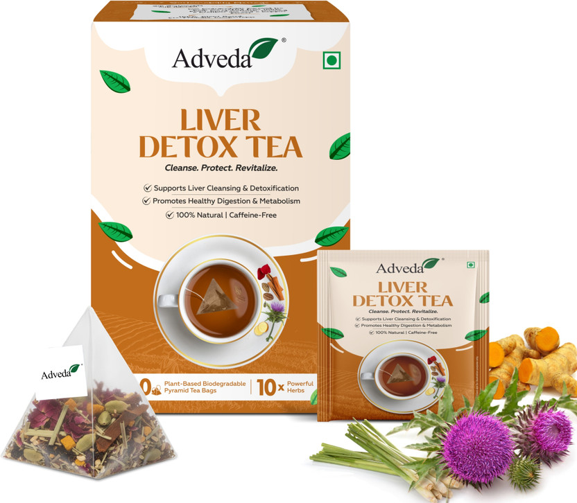Adveda Liver Detox Herbal Tea- 20 Tea Bags | Daily Liver Cleanse & Toxin Flush Tea Herbal Tea Box(20 Bags)