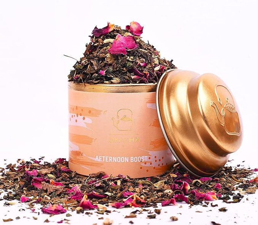 Oh Cha Afternoon Boost Green Tea| Post-Meal Digestive & Energy Blend Ginger, Tulsi Green Tea Tin(35 g)