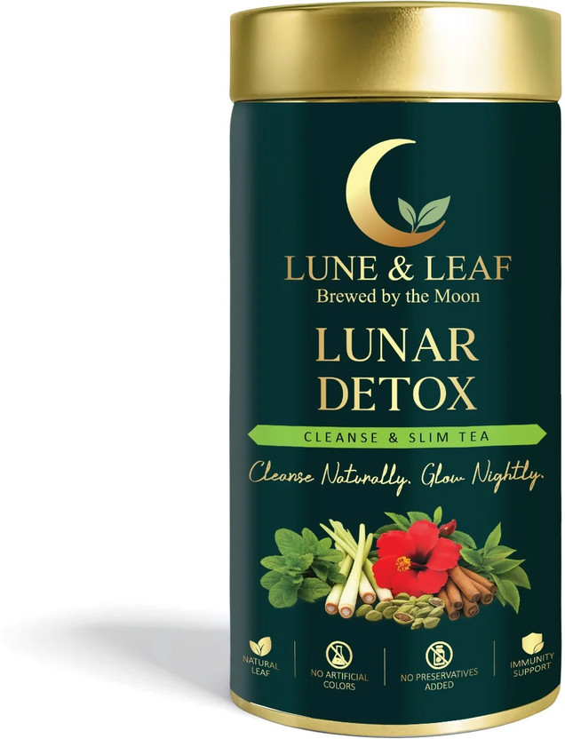 Freshokit Lune & Leaf Cleanse & Slim Herbal Tea | Lunar Detox | Lemongrass, Cardamom Herbal Tea Tin(50 g)