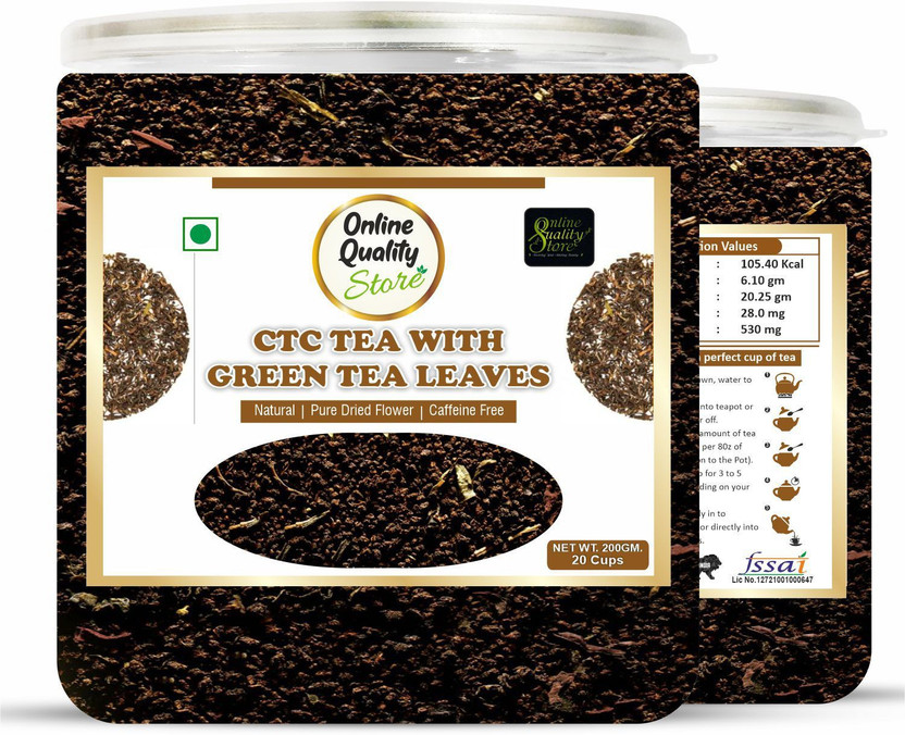 Online Quality Store CTC Tea With Green Tea Leaves| Chai Patti| Chai | Tea| Premium Tea|Assam CTC Tea Black Tea Tin(200 g)