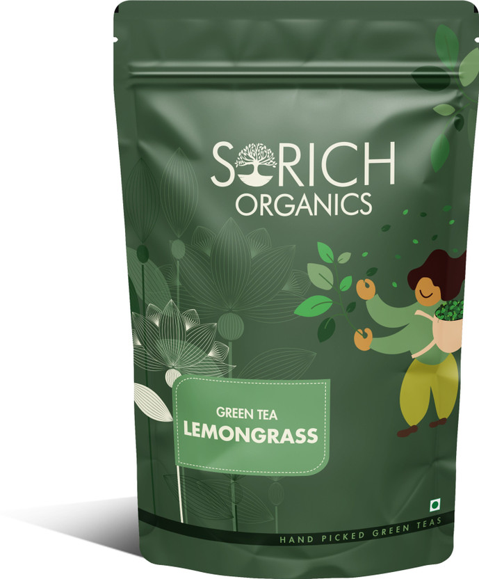 Sorich Organics Lemongrass Green Tea Leaves Rich in Vitamin Detox the body Good for Skin Hair Lemon Grass Green Tea Pouch(100 g)
