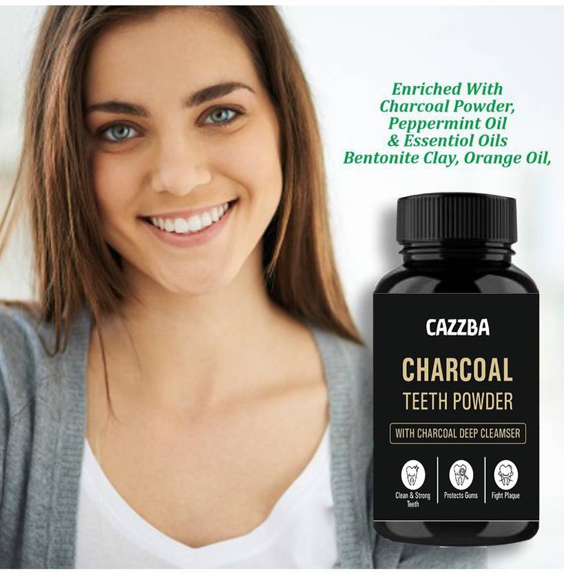 CAZZBA Natural Teeth Whitining Powder With Activated Charcoal Powder