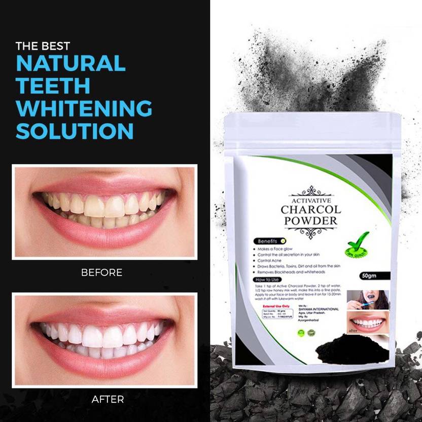 Ayurgenharbal Activated charcoal powder for teeth whitening Tobacco