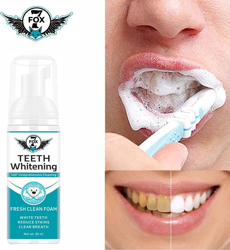 7 FOX Teeth Whitening Mousse Foam For Gutka Stain and Yellow Teeth Removal Foam Mint Buy