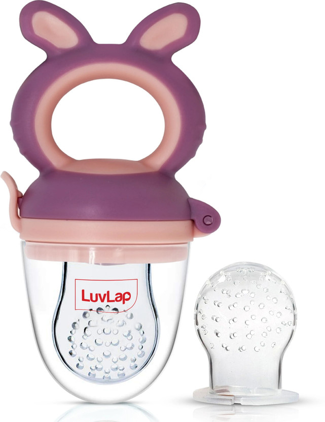 LuvLap Bunny Silicone Food/Fruit Nibbler with Extra Mesh, Soft Pacifier & feeder Feeder(Purple & Pink)