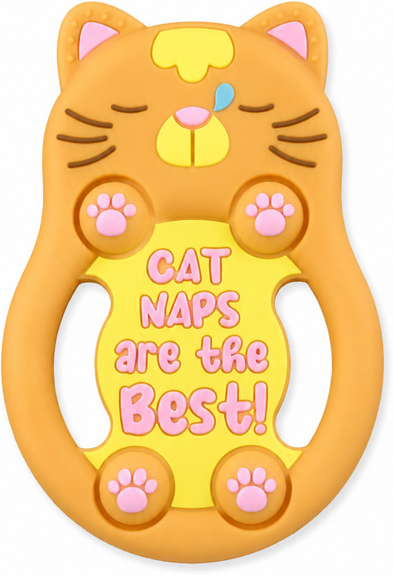 earthiq Cat Silicone Baby Teether Teether(Orange)