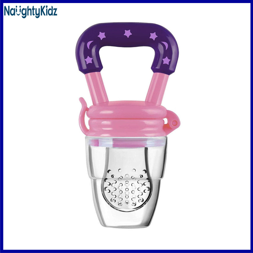 naughty kidz Star Shaped Baby Food Feeder||Fruit Feeder Pacifier||Fruit Nibbler-Best Infant Teething Toy fruit Teether||Soft Silicone Fruit Teethers for Babies||Fridge & Dishwasher Safe || 100% BPA-Free Teether Set for Boys & Girls Feeder(Pink)