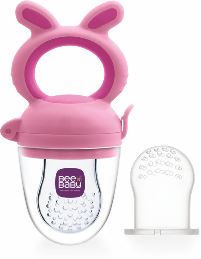Beebaby Chewy Food & Fruit Silicone Nibbler with Extra Silicone Mesh. 3M+ (Pink) Teether and Feeder(Pink)