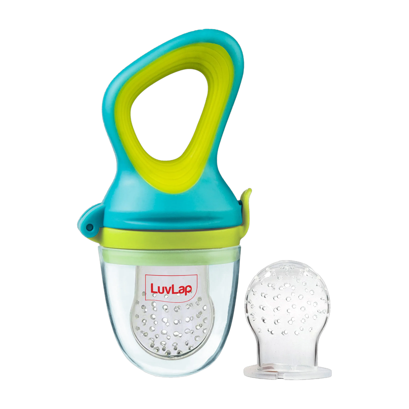 LuvLap Elegant Silicone Food/Fruit Nibbler with Extra Mesh, Soft Pacifier & feeder Feeder(Blue & Green)