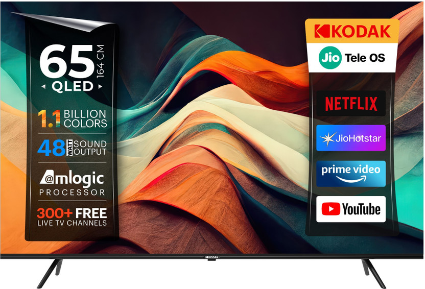 KODAK KODAK 164 cm (65 inch) QLED Ultra HD (4K) Smart JioTele OS TV 2026 Edition(KQ65JTV0040) - Flipkart Deal