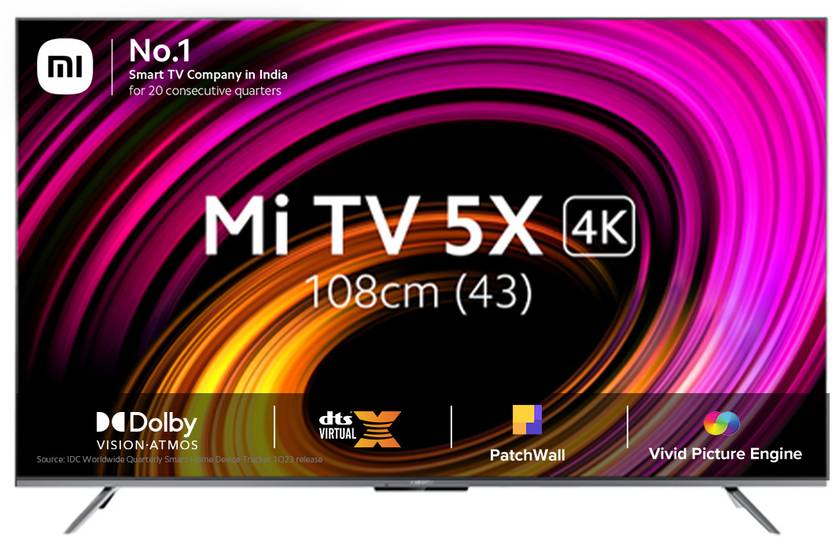 XIAOMI by Mi 5X 108 cm (43 inch) Ultra HD (4K) LED Smart Android TV with 4K Dolby Vision | HDR10+ |,Dolby Atmos | DTS-HD | Vivid Picture Engine 2 with