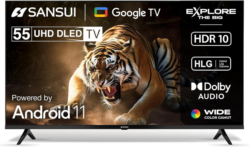 Sansui 140 cm (55 inch) Ultra HD (4K) LED Smart Google TV 2025 Edition with A+ Grade IPS Panel Dolby Audio & Film Maker Mode(JSW55UG23)