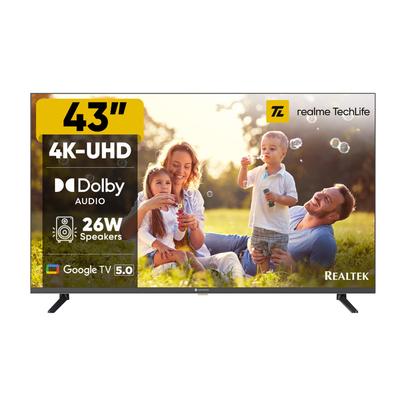 realme TechLife 108 cm (43 inch) Ultra HD (4K) LED Smart Google TV 2026 Edition(43UHDGDRDDRB)