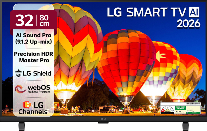 LG AI LB65 80 cm (32 inch) Full HD LED Smart WebOS TV 2026 Edition with Alpha5 AI Processor Gen9, HDR10 Pro, AI Magic Remote Compatible, AI Sound Pro (Virtual 9.1.2 Up-mix), 60 Hz Refresh Rate 5 YearsOS upgrade, Secured by LG Shield, LG Channels(32LB650BPLA)