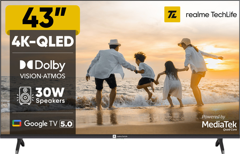realme TechLife 109 cm (43 inch) QLED Ultra HD (4K) Smart Google TV 2026 Edition(43UHDGQRVHSQ)