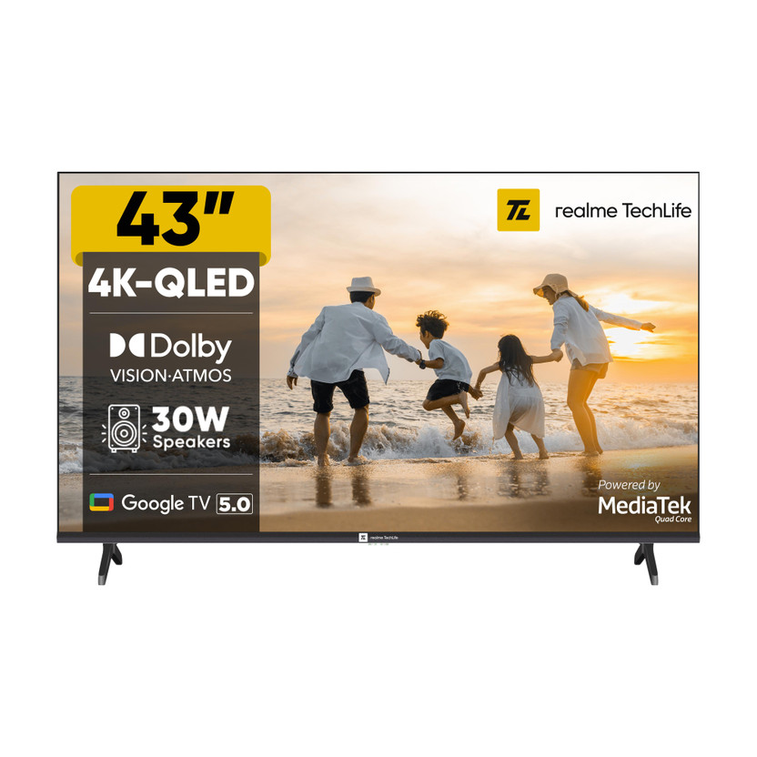 realme TechLife 109 cm (43 inch) QLED Ultra HD (4K) Smart Google TV 2026 Edition(43UHDGQRVHSQ)