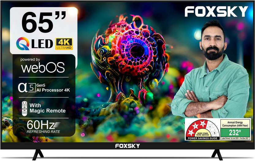 Foxsky 165 cm (65 inch) QLED Ultra HD (4K) Smart Google TV with HDR10(65FS GOOGLE LED TV)