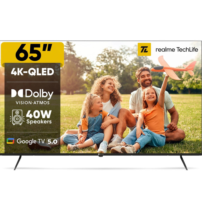 realme TechLife 164 cm (65 inch) QLED Ultra HD (4K) Smart Google TV(65UHDGQRDDVQ)