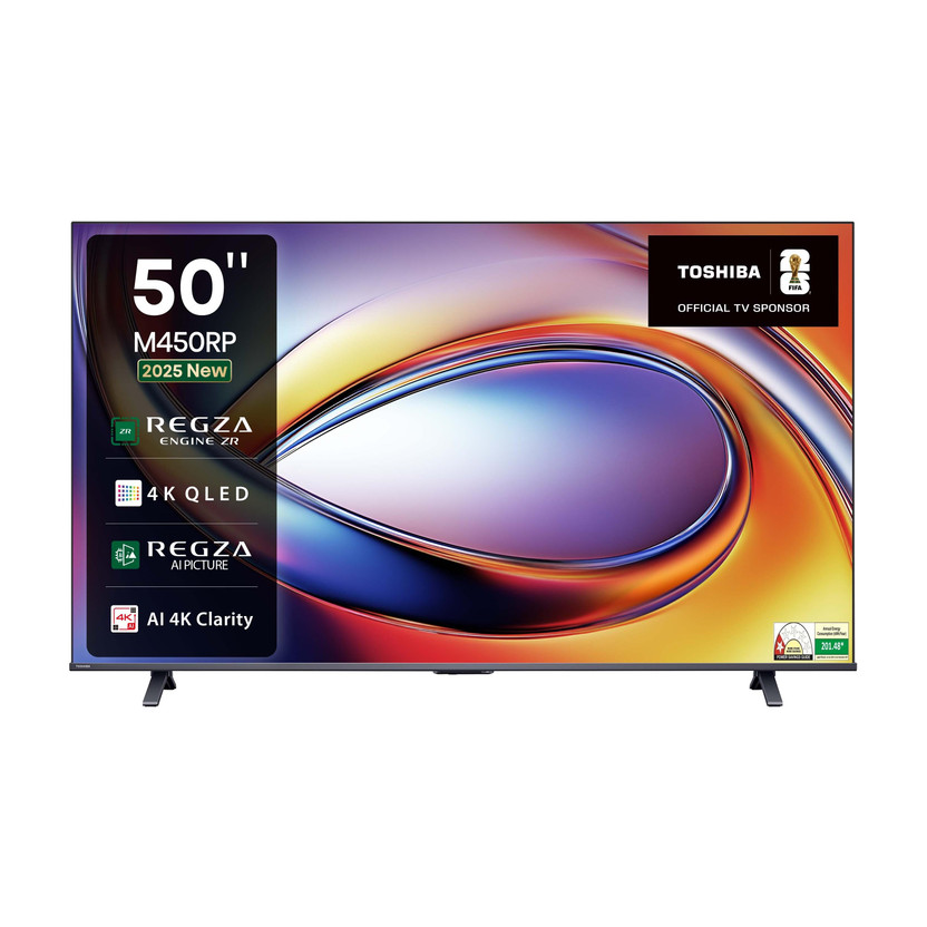 TOSHIBA 50M450RP 125.5 cm (50 inch) QLED Ultra HD (4K) Smart VIDAA TV with Quantum Dot Color| Dolby Vision Atmos| 4K AI Upscalar(50M450RP)