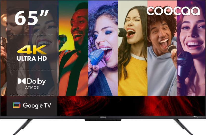 Coocaa Frameless 164 cm (65 inch) Ultra HD (4K) LED Smart Google TV with HDR 10+ Dolby Vision Dolby Atmos Eye Care & Karaoke Technology(65Y73)