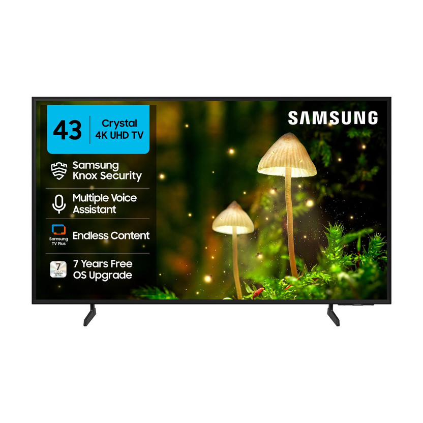 Samsung Crystal 4K Infinity Vision 108 cm (43 inch) Ultra HD (4K) LED Smart Tizen TV with 4K Upscaling | HDR 10+ | Voice Assistance Remote Control | PurColor | Slim Look | Samsung Knox Security | 100+ Free Channels | Universal Gestures(UA43UE84AFULXL)