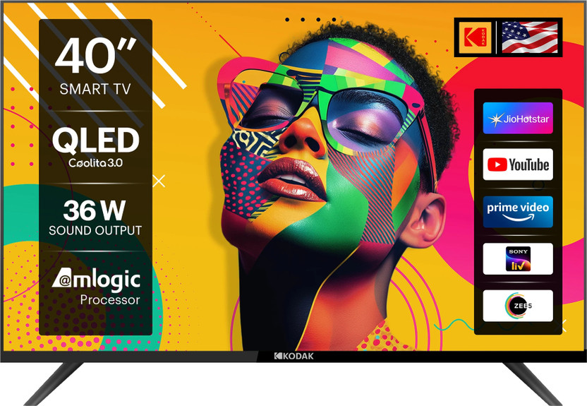 KODAK QLED SE 100 cm (40 inch) QLED Full HD Smart Linux TV with 36 W Surround Sound | 2 Speakers | 400 Nits Brightness| Web Browser | Sports Mode | Bezel - Less Design(40QSE5009)