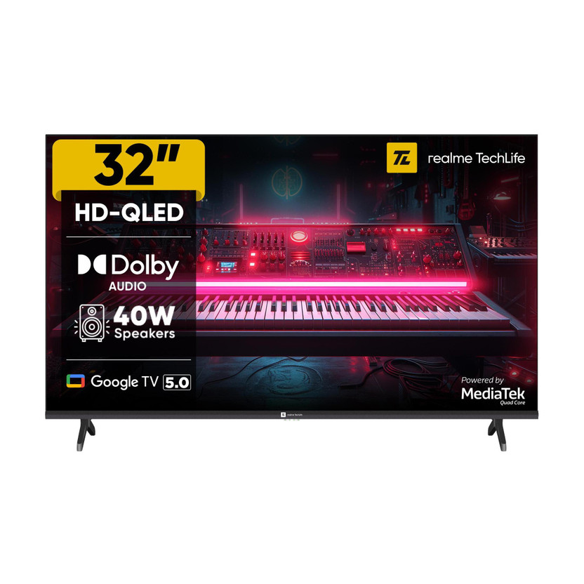 realme TechLife CineSonic Q 80 cm (32 inch) QLED HD Ready Smart Google TV with 40 W Speaker(32HDGQRVS2Q)
