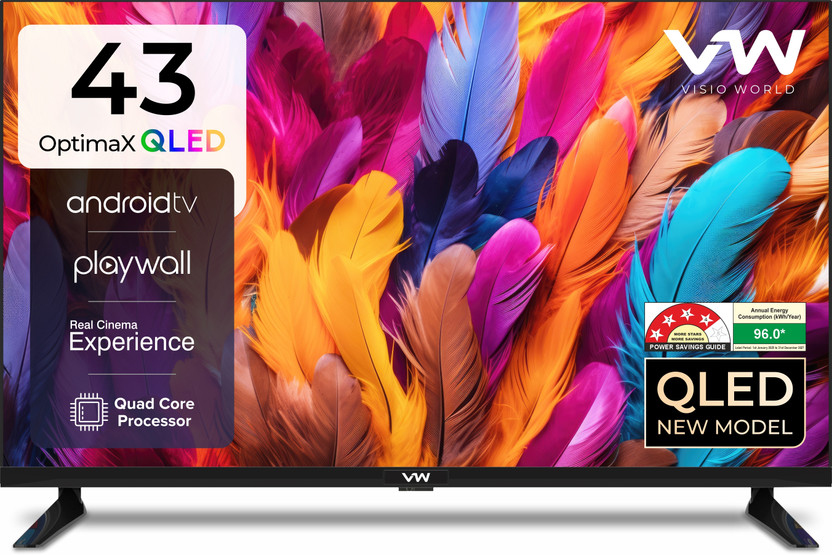VW OptimaX Series 109 cm (43 inch) QLED Full HD Smart Android TV 2025 Edition(VW43AQ1)