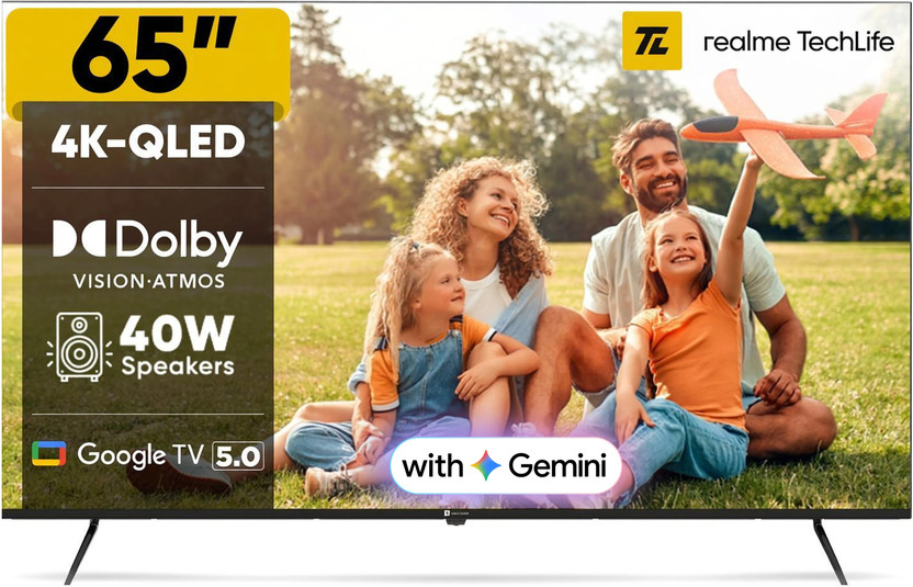 realme TechLife 164 cm (65 inch) QLED Ultra HD (4K) Smart Google TV(65UHDGQRDDVQ)