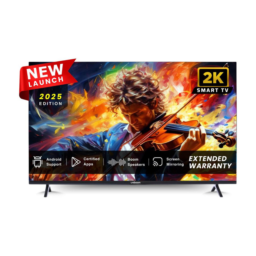 Uniboom ULTIMA 108 cm (43 inch) Full HD LED Smart Android TV with 30W Sonic Boom Speakers- Aura Vision+ Display - Mobile Screen Cast - 1000+ Smart Apps - Games(43S-ULTIMA)