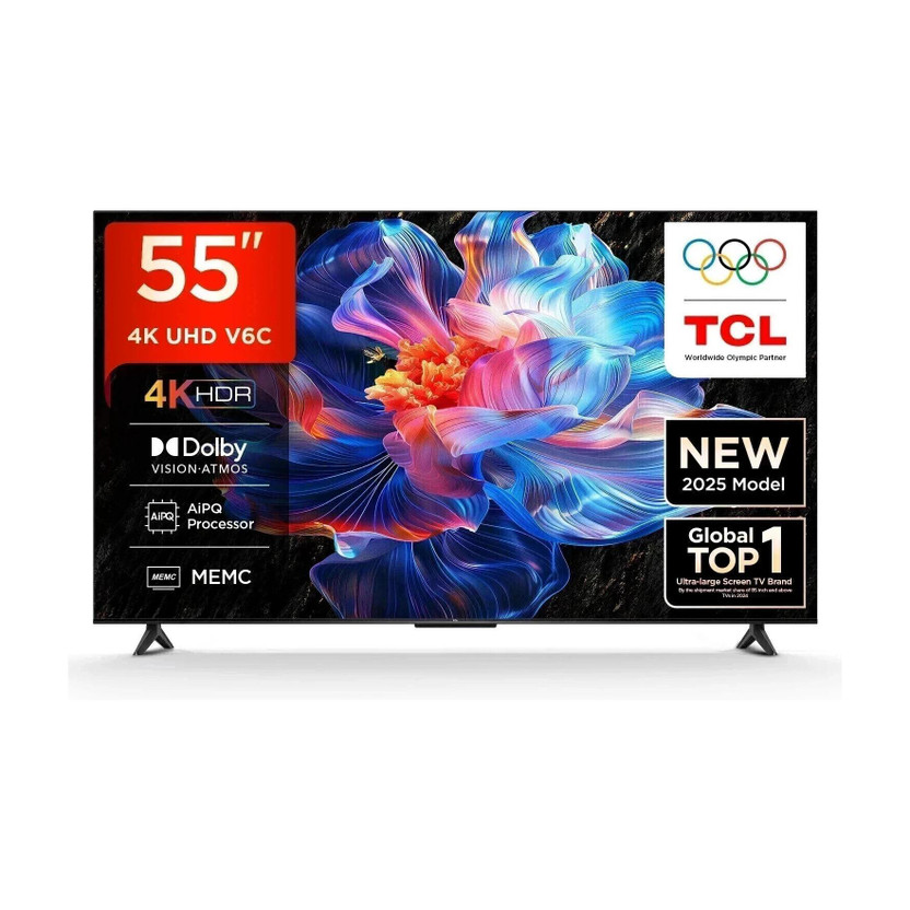 TCL 138 cm (55 inch) Ultra HD (4K) LED Smart Google TV with MEMC | Dolby Vision-Atmos | HVA Panel & Metallic Bezel-Less(55V6C)