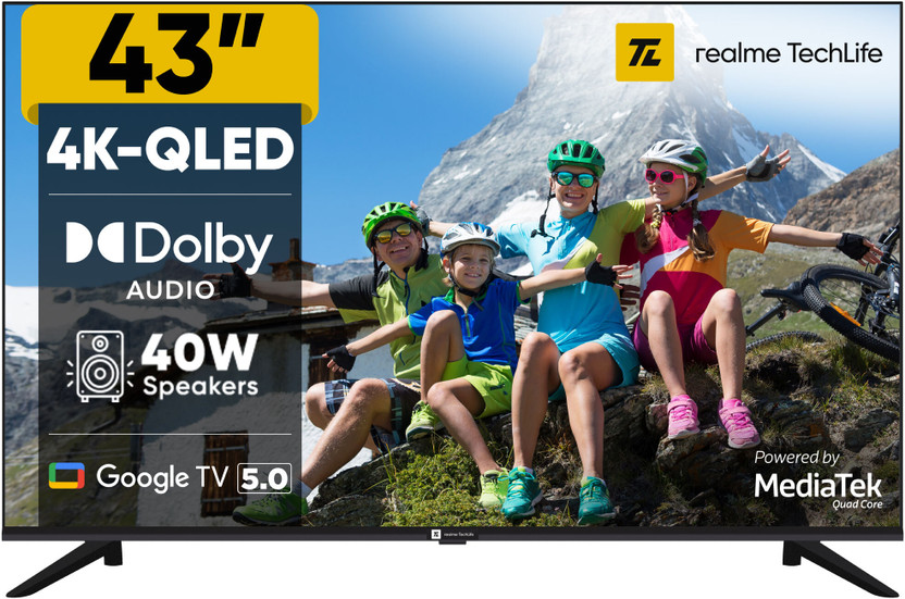 realme TechLife 109 cm (43 inch) QLED Ultra HD (4K) Smart Google TV 2026 Edition(43UHDGQRASDQ)